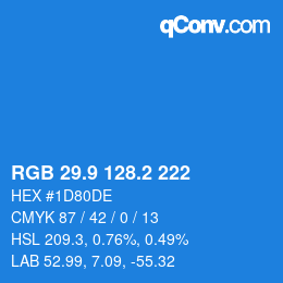 Color code: RGB 29.9 128.2 222 | qconv.com