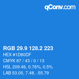 Color code: RGB 29.9 128.2 223 | qconv.com