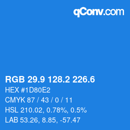 カラーコード: RGB 29.9 128.2 226.6 | qconv.com