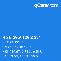 Color code: RGB 29.9 128.2 231 | qconv.com