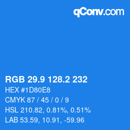 カラーコード: RGB 29.9 128.2 232 | qconv.com