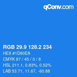 カラーコード: RGB 29.9 128.2 234 | qconv.com