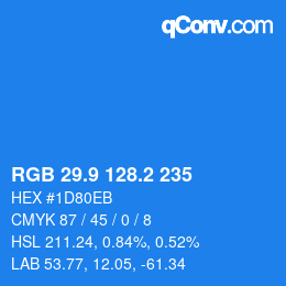 カラーコード: RGB 29.9 128.2 235 | qconv.com