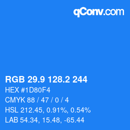 カラーコード: RGB 29.9 128.2 244 | qconv.com