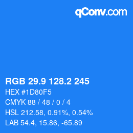 カラーコード: RGB 29.9 128.2 245 | qconv.com