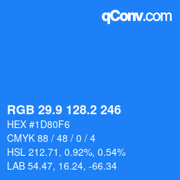 Color code: RGB 29.9 128.2 246 | qconv.com