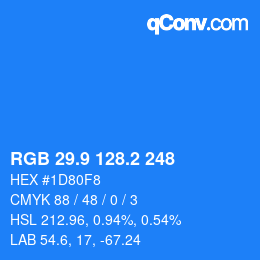 カラーコード: RGB 29.9 128.2 248 | qconv.com
