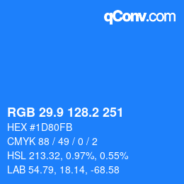 Color code: RGB 29.9 128.2 251 | qconv.com