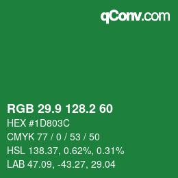 カラーコード: RGB 29.9 128.2 60 | qconv.com