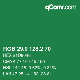 カラーコード: RGB 29.9 128.2 70 | qconv.com