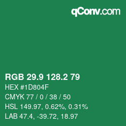 カラーコード: RGB 29.9 128.2 79 | qconv.com