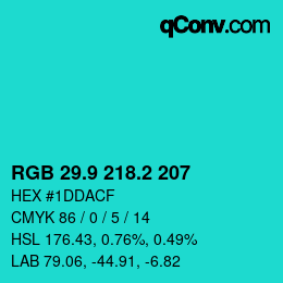 カラーコード: RGB 29.9 218.2 207 | qconv.com
