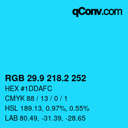 カラーコード: RGB 29.9 218.2 252 | qconv.com