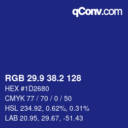 カラーコード: RGB 29.9 38.2 128 | qconv.com
