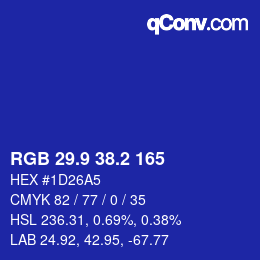 カラーコード: RGB 29.9 38.2 165 | qconv.com