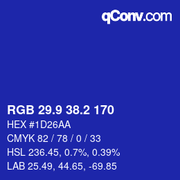 カラーコード: RGB 29.9 38.2 170 | qconv.com