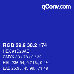 カラーコード: RGB 29.9 38.2 174 | qconv.com