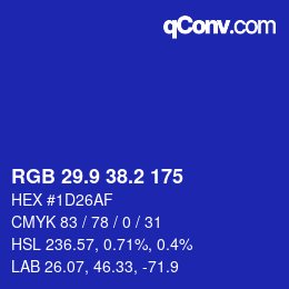 カラーコード: RGB 29.9 38.2 175 | qconv.com