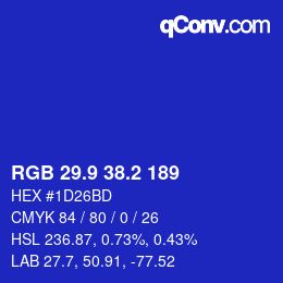 カラーコード: RGB 29.9 38.2 189 | qconv.com