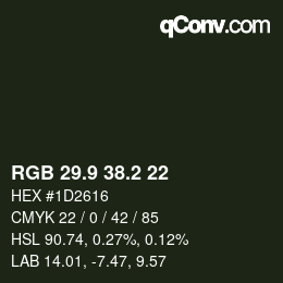 Color code: RGB 29.9 38.2 22 | qconv.com