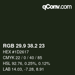 カラーコード: RGB 29.9 38.2 23 | qconv.com