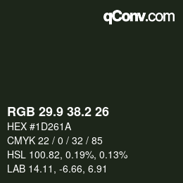 Color code: RGB 29.9 38.2 26 | qconv.com