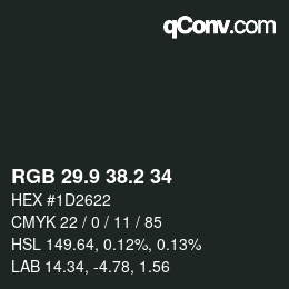 Color code: RGB 29.9 38.2 34 | qconv.com