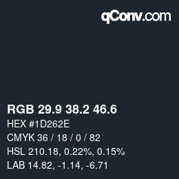 カラーコード: RGB 29.9 38.2 46.6 | qconv.com