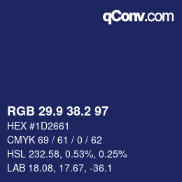 Color code: RGB 29.9 38.2 97 | qconv.com