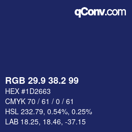 Color code: RGB 29.9 38.2 99 | qconv.com