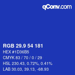 カラーコード: RGB 29.9 54 181 | qconv.com