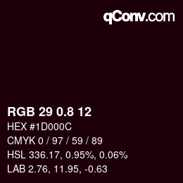 カラーコード: RGB 29 0.8 12 | qconv.com