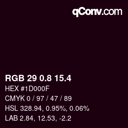 カラーコード: RGB 29 0.8 15.4 | qconv.com