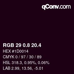 カラーコード: RGB 29 0.8 20.4 | qconv.com