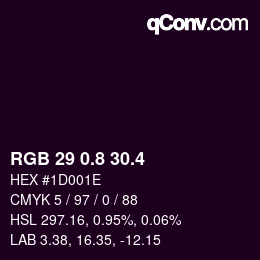 カラーコード: RGB 29 0.8 30.4 | qconv.com