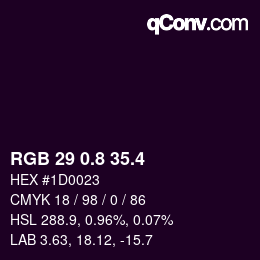 カラーコード: RGB 29 0.8 35.4 | qconv.com