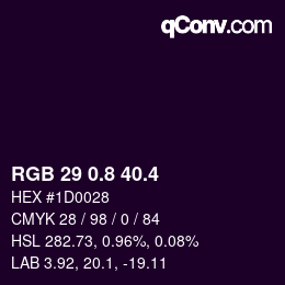 カラーコード: RGB 29 0.8 40.4 | qconv.com