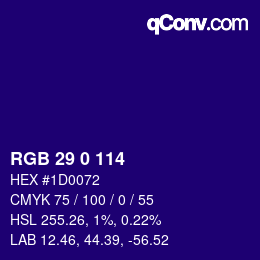 Color code: RGB 29 0 114 | qconv.com