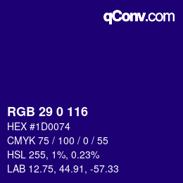 Color code: RGB 29 0 116 | qconv.com