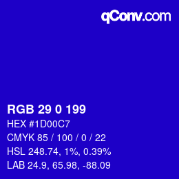 Color code: RGB 29 0 199 | qconv.com