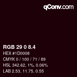 カラーコード: RGB 29 0 8.4 | qconv.com