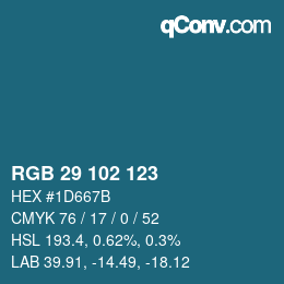 Color code: RGB 29 102 123 | qconv.com