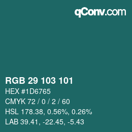 Color code: RGB 29 103 101 | qconv.com