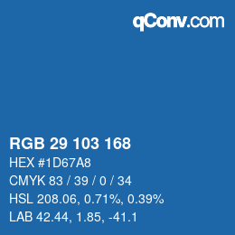 Color code: RGB 29 103 168 | qconv.com