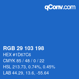 Color code: RGB 29 103 198 | qconv.com