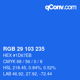 Color code: RGB 29 103 235 | qconv.com