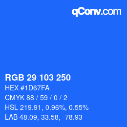 Color code: RGB 29 103 250 | qconv.com