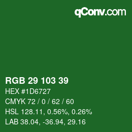 Color code: RGB 29 103 39 | qconv.com