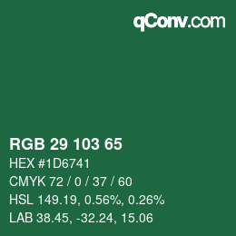 Color code: RGB 29 103 65 | qconv.com