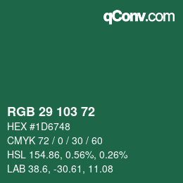 Color code: RGB 29 103 72 | qconv.com